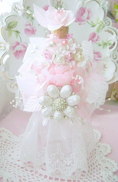 Romantic Pink Vintage Bejeweled Bottle