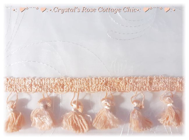84" Peach Tassel Fringe White Embroidered Sheers...Color Options