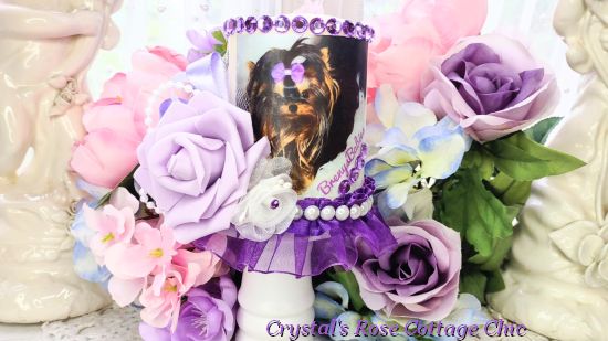 Pretty Purple and Lavender Rose Pet Photo LED Candle