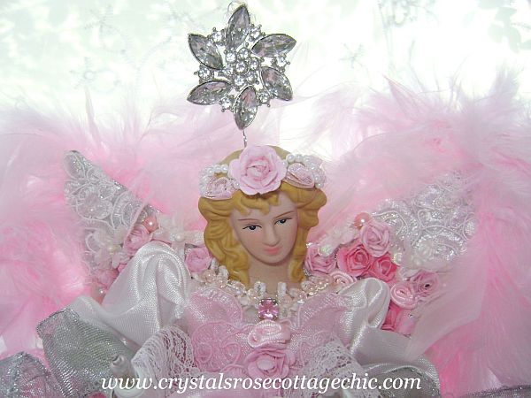 Pink Princess Angel Tree Topper with Rhinestone Star