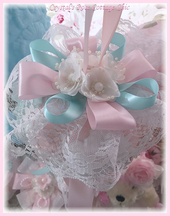 Shabby Pink Pumpkin with Ribbon & Lace Tassel