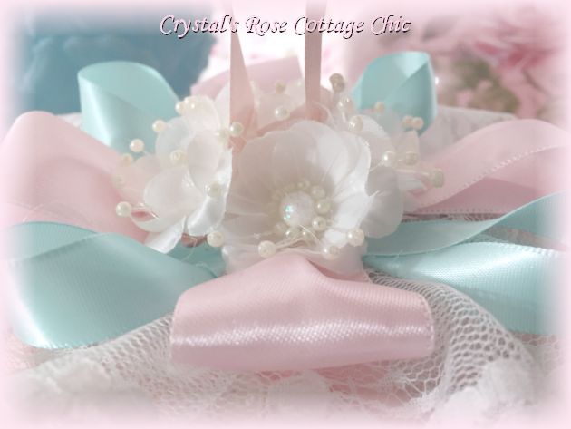 Shabby Pink Pumpkin with Ribbon & Lace Tassel