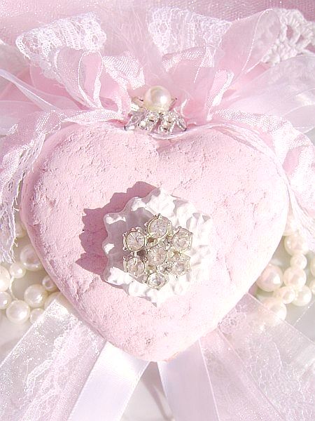 Shabby Pink Bejeweled Snowflake Vintage Charm Heart