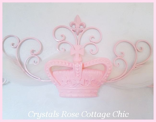 Pink Pediment / Bed Crown with Fleur de Lis motif