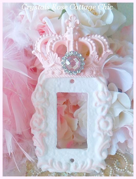 Distressed, Pink, Victorian Rose, Crown Rocker Wall Plate...Size and Color Options