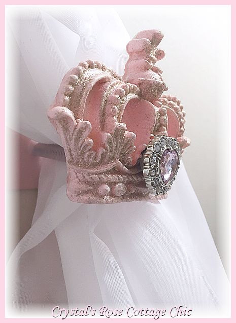Pair of Pink Princess Crown Holdbacks....Color& Finish  Choices