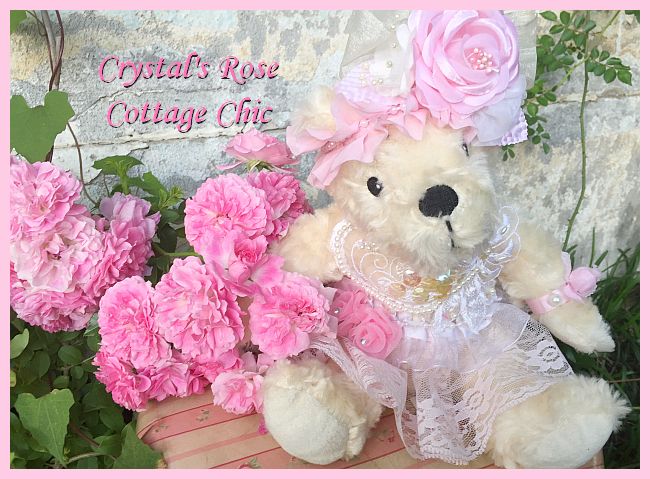 Shabby Chic Pink Rose Bear