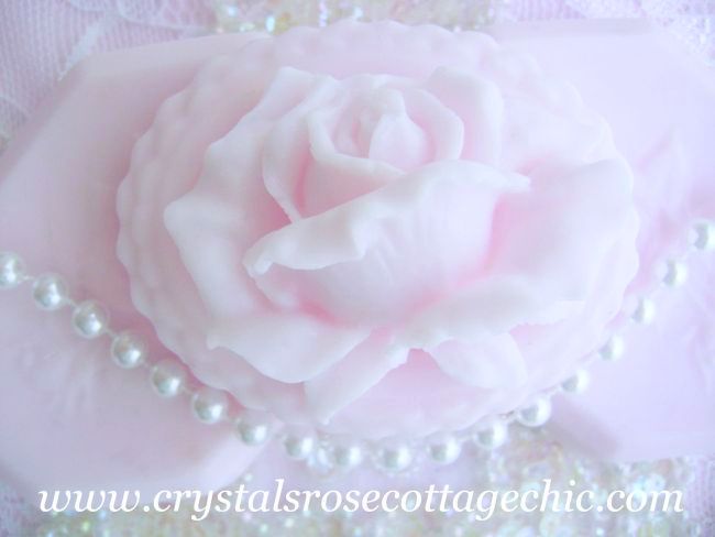 Pair of  Shabby Pink Chic Rose Decorative Soaps