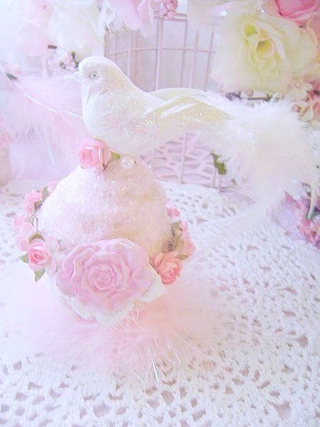 Pink Rose Cupcake Bird Ornament