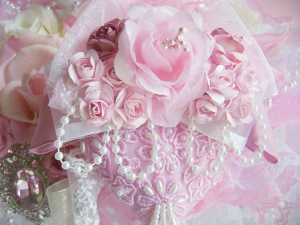 Pink Rose Heart Ornament