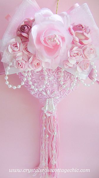 Pink Rose Heart Ornament