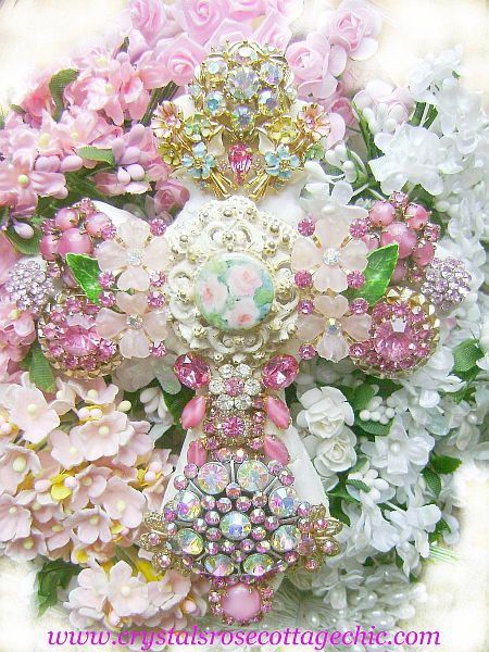 Pink Vintage Bejeweled Cross