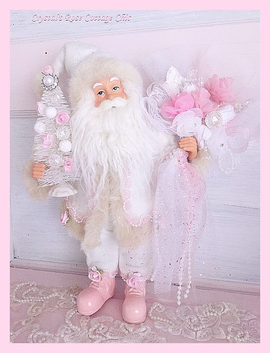 Pink and White Sparkles Santa