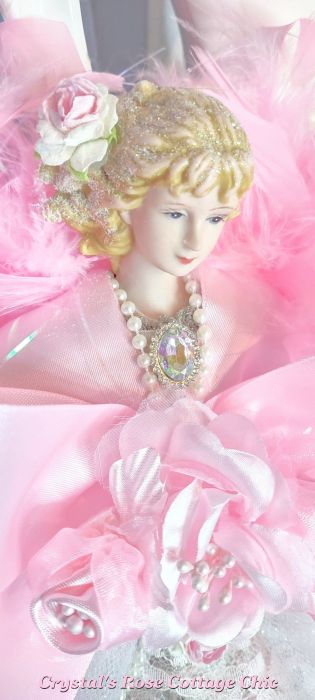 Beautiful Pink Ruffles and Roses Angel Topper