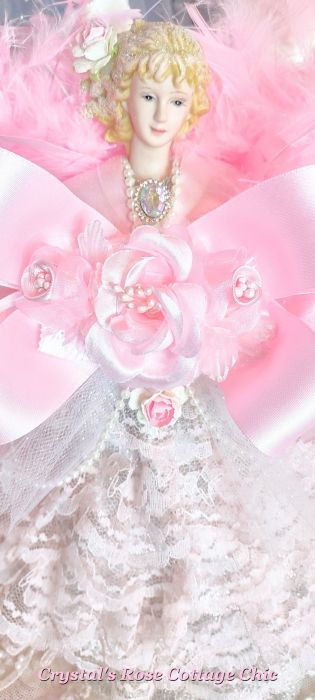 Pink Christmas Decor Angel Tree Topper Shabby