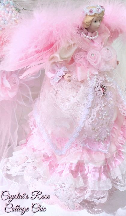 Pink Crystal Star Angel Tree Topper 12"...FREE Shipping