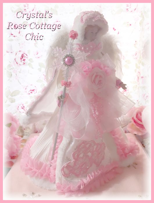 Pink and White Snowflake Angel