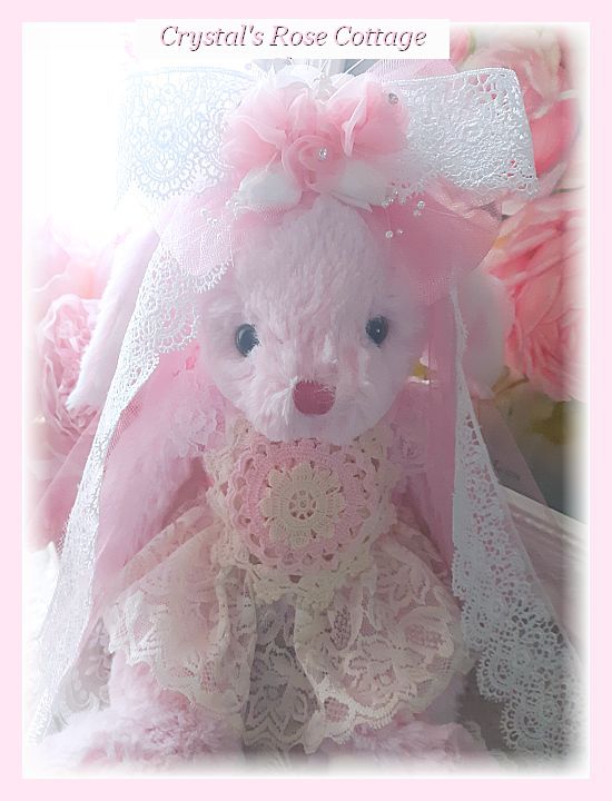 Shabby Pink Chic Bunny..Free Shipping