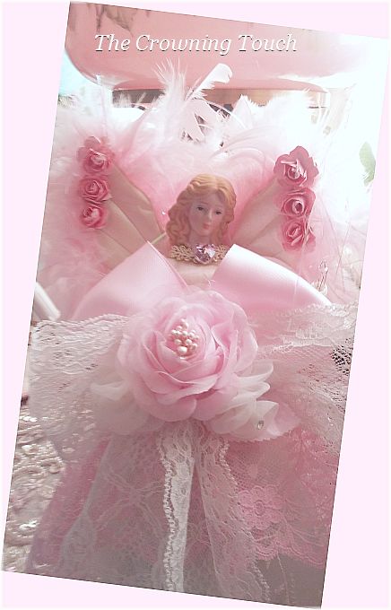 Pink Rose Shabby Chic Light Up Angel