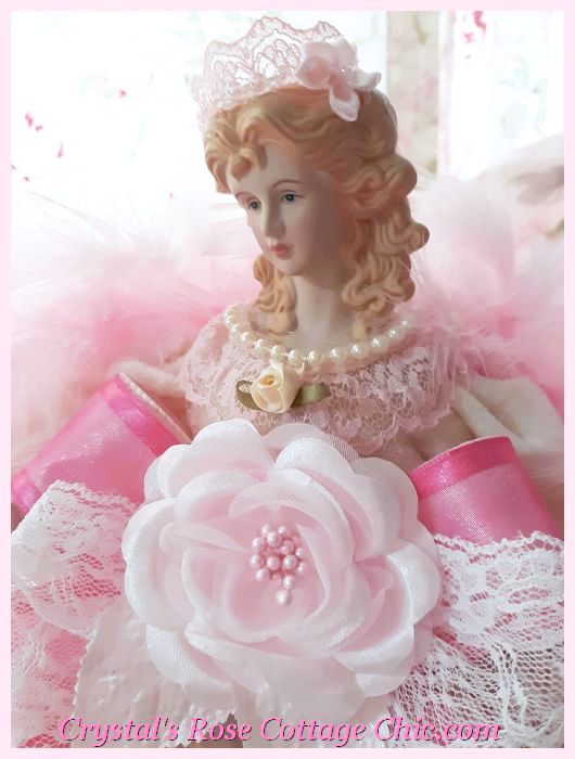 Pink Christmas Tea Angel Tree Topper/Centerpiece