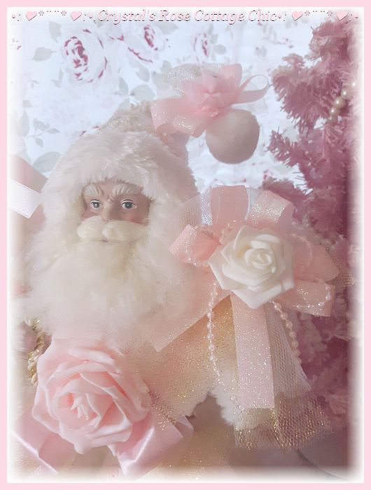 Pink Glitter Bows Santa Tree Topper