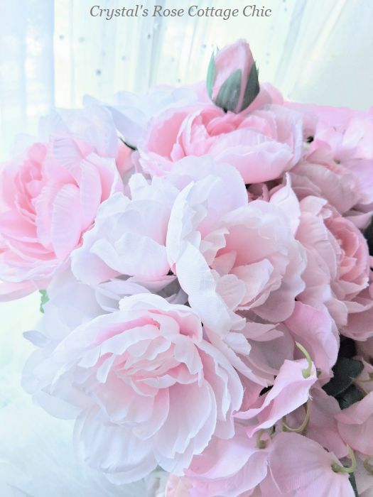 Luxury Pink & White Wisteria & Peony Floral Arrangement 18"