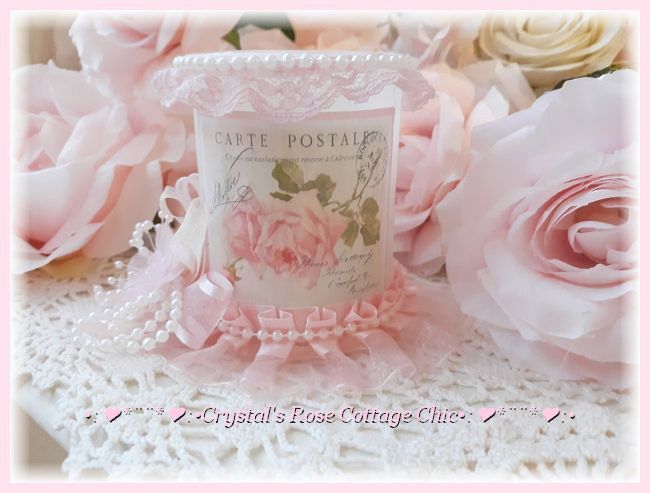 Pink Vintage French Rose LED Timer Candle