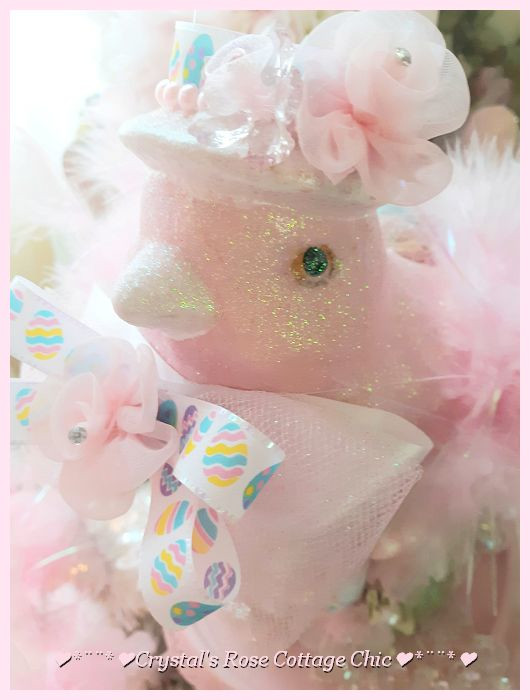 Pink Glitter Easter Chick with Feathery Wings