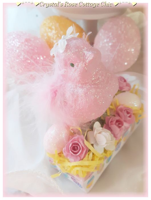 Precious Pink Fluffy Wing Easter Chick ...Free Shipping