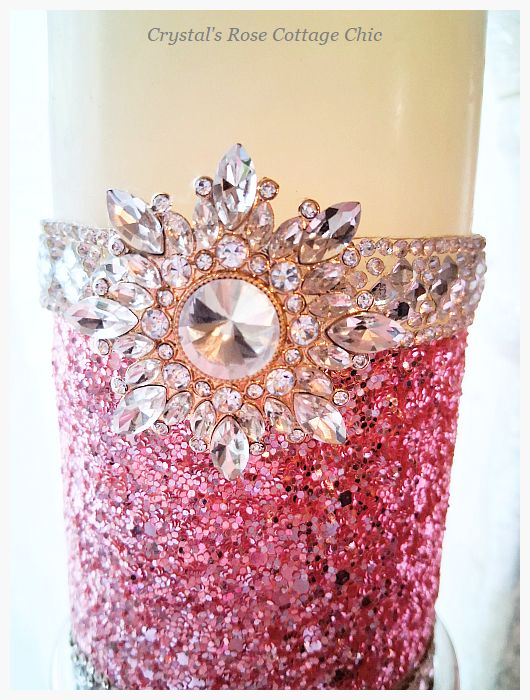 Rhinestone Sparkle Pink Glitter LED Candle
