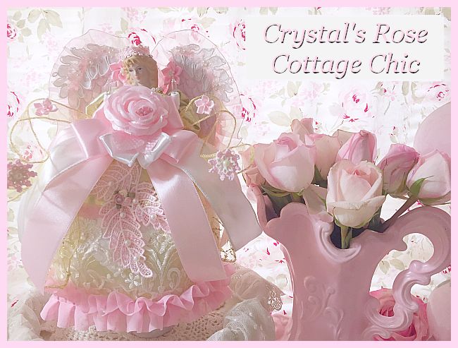 Shabby Chic Pink Rose Princess Light Up Angel Christmas Tree Topper...Last One