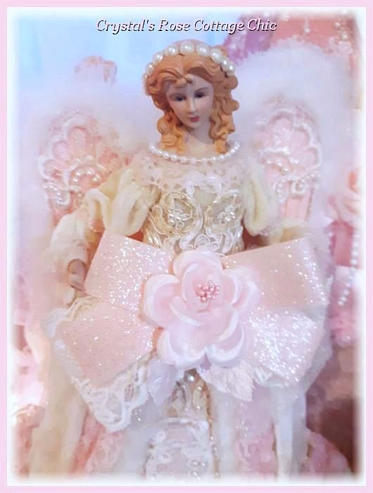 Shabby Chic Pink Princess Christmas Angel Tree Topper