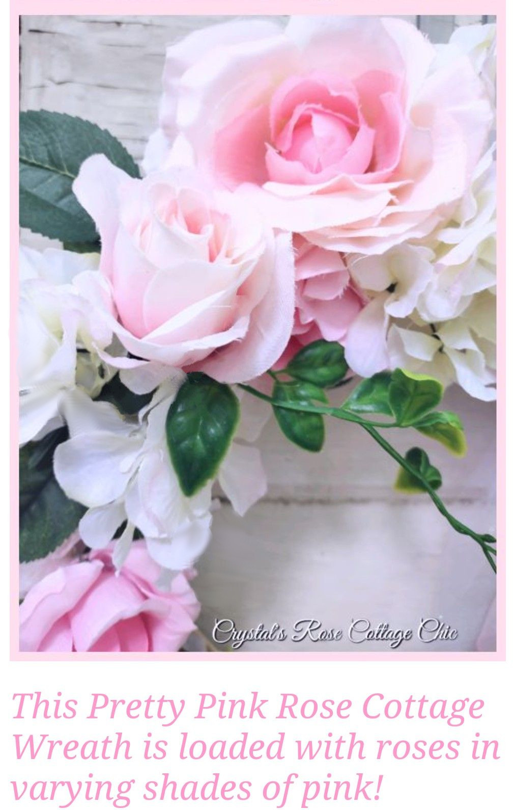 Pretty Pink Rose Cottage Wreath
