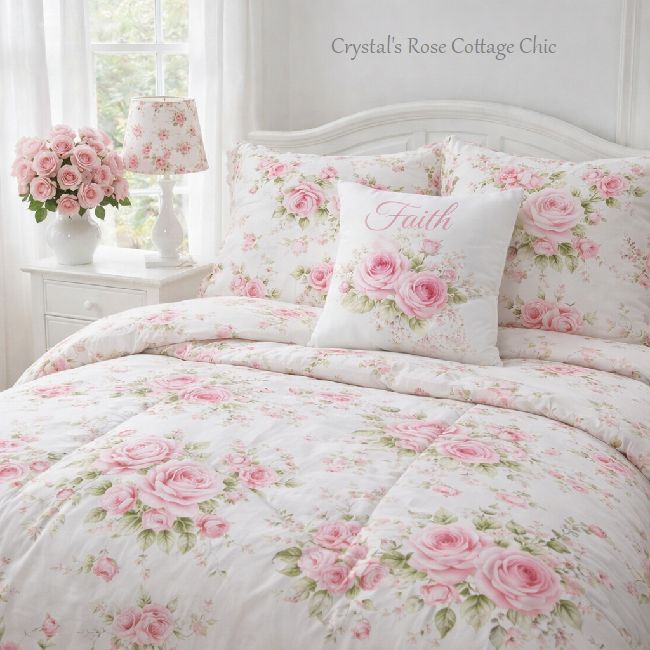 Pink Rose "Faith" Throw Pillow/Cover...Free Shipping