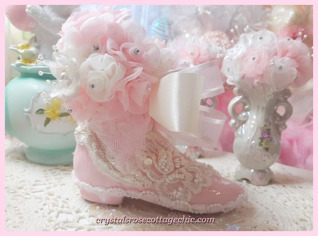 Pink Victorian Boot Mini Floral Arrangement