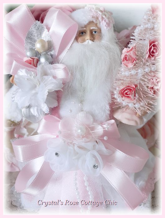 Pink Rose Mini Santa Tree Topper
