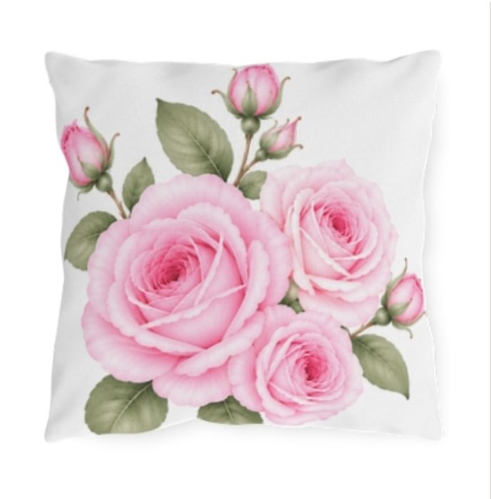 Pretty Pink Rose Outdoor Throw Pillow Reversible Free Shipping