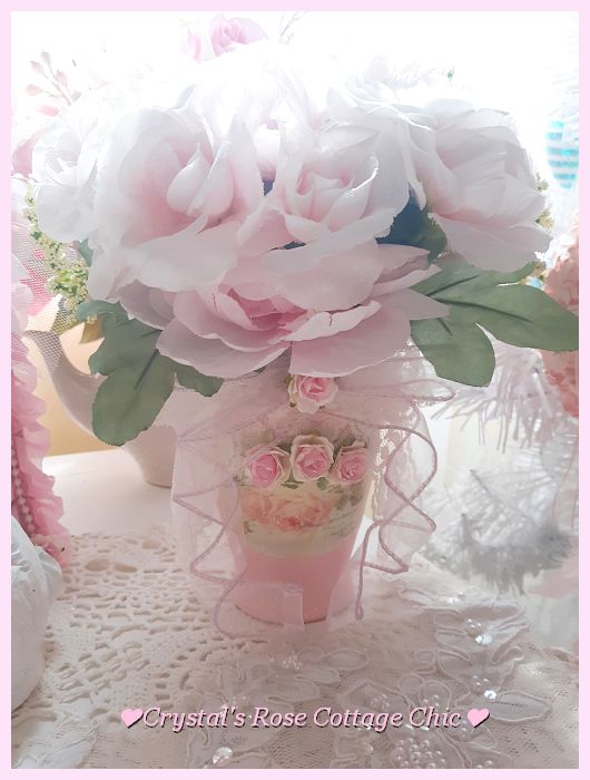 Light Pink Peony Arrangement in Pink Glitter Vase with French Rose Label