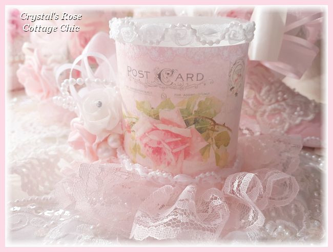 Vintage Pink Rose Postcard 4" LED Candle..Free Shipping