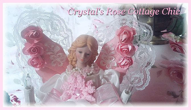 Shabby Pink Rose Wings Light Up Angel