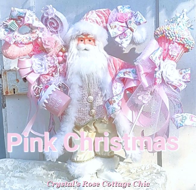 Pink Santa Candyland Cupcake Bows Roses..Free Shipping
