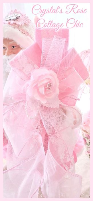 Pink White candy rhinestone Santa