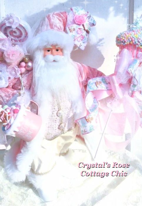 Pink Santa Candyland Cupcake Bows Roses..Free Shipping