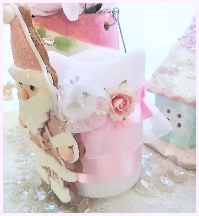 Pink Santa Cookie LED Candle....Free Shipping