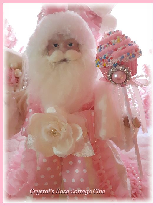 Sweet Pink Cupcake Santa Tree Topper...One left