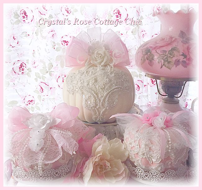 Lace and Rosettes Pink Pumpkin