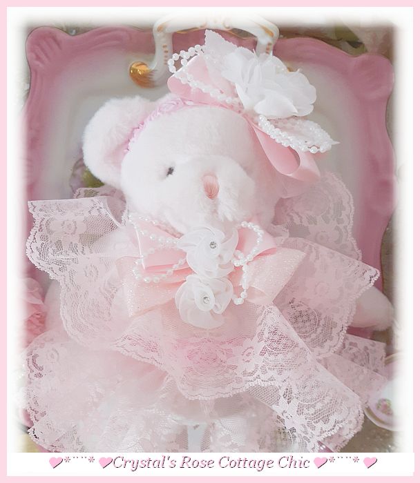 Sweet Pink Bear with Pink Lace and Pink Satin Feet
