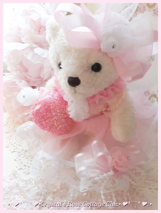 Sweetheart Bear with Pink Heart♥...Free Shipping