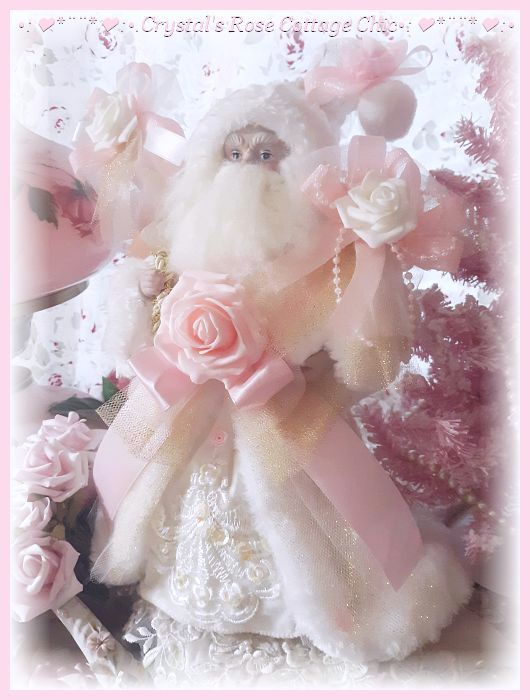 Pink Glitter Bows Santa Tree Topper...Restocked