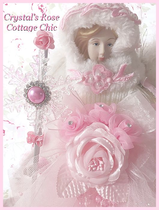 Pink and White Snowflake Angel